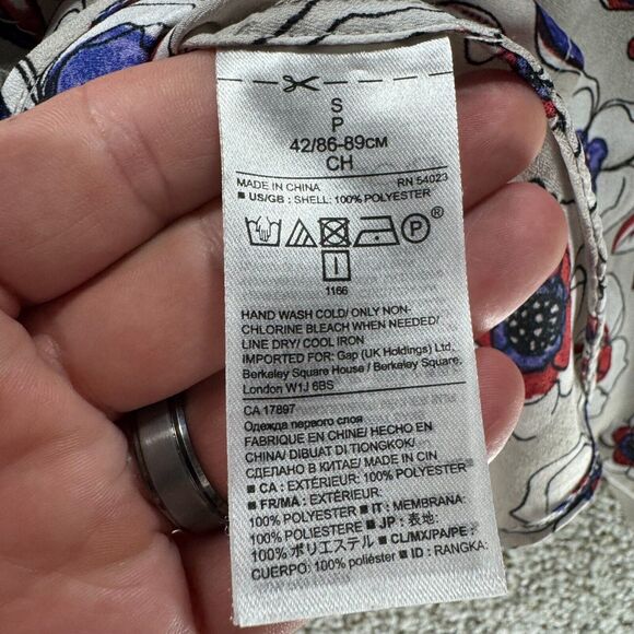 Banana Republic Blouse Womens Small Floral Ruffles Ladies Shirt Long Sleeve - Picture 8 of 14